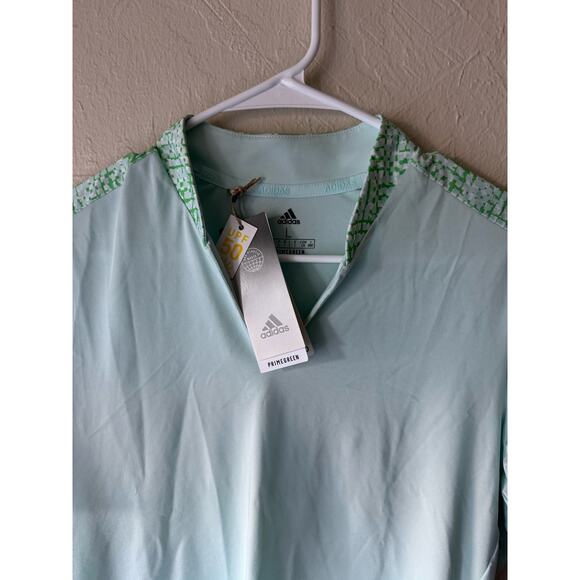 NWT Adidas Golf Women's Polo Shirt UPF 50 in Light Blue Size L - Picture 5 of 9